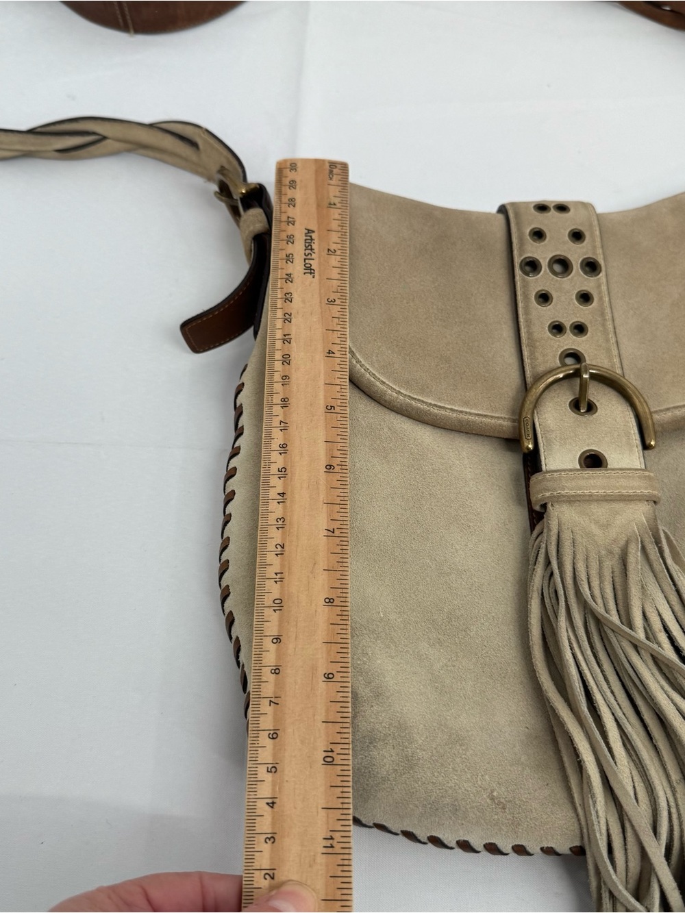 COACH Crossbody Bag Suede Fringe 9484 Beige - Picture 12 of 13